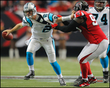 Jonathan Babineaux sacks Jimmy Clausen